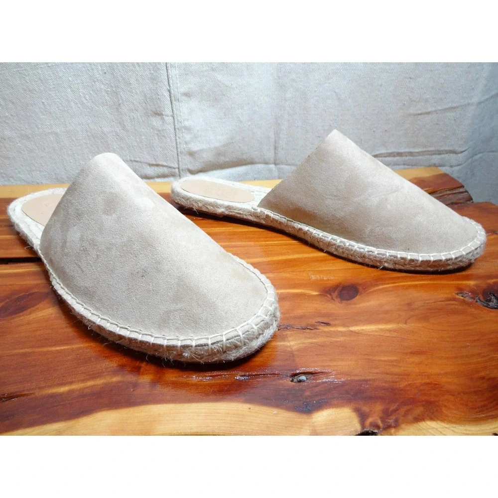 Loft Espadrille Slide Sandals Womens 10M Tan Faux Suede Boho Coastal Summer